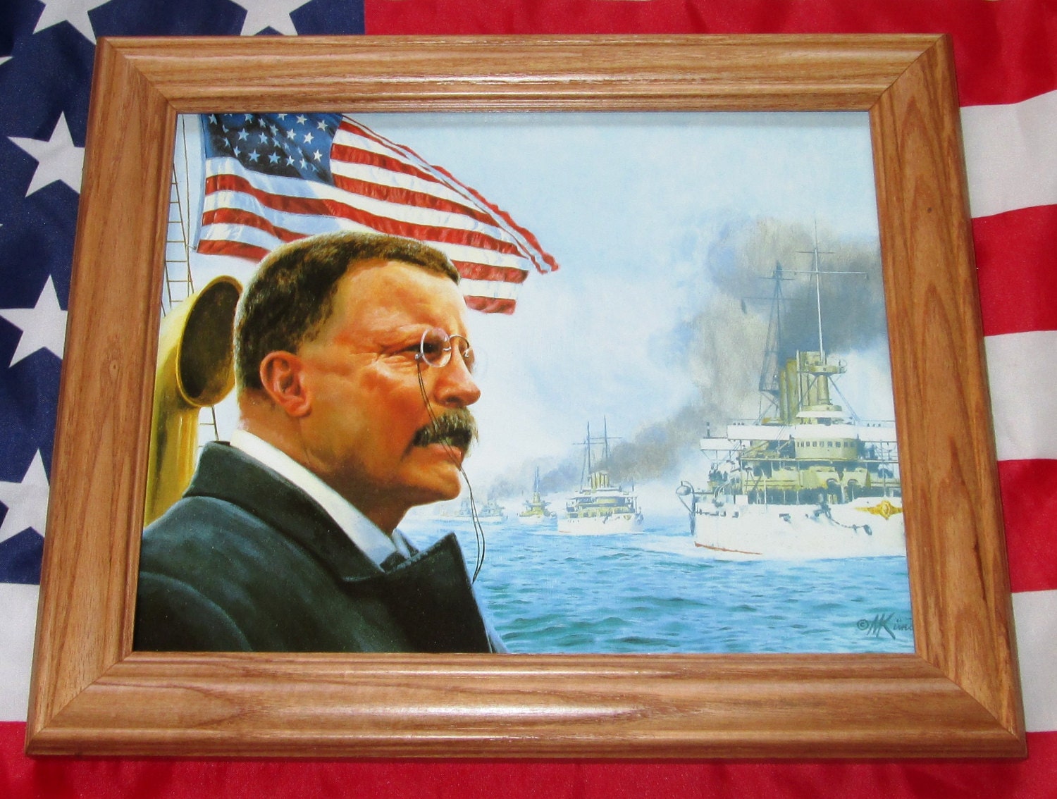 Framed Print By Mort Kunstler, President Theodore Roosevelt, Us Navy, Great White Fleet, American Wall Art, Decor