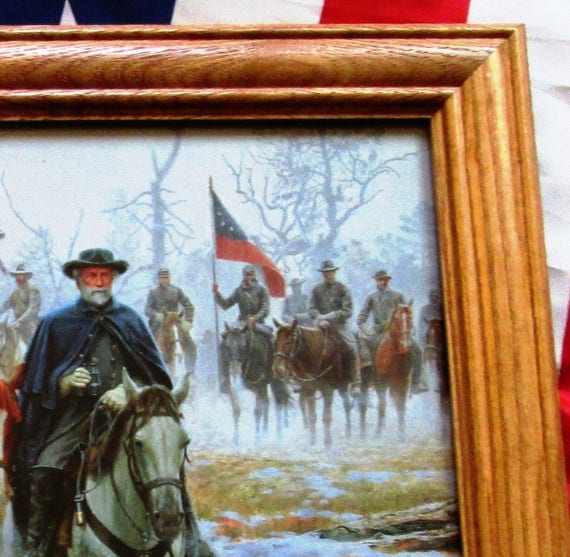 Confederate Gen Robert E Lee US Civil War Photo Painting Real Canvas Art Print