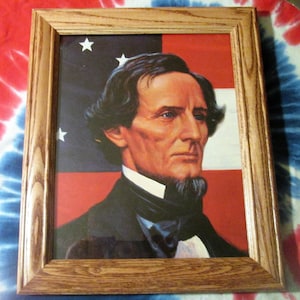 Framed Civil War Print, Mort Kunstler, Portrait of President Jefferson Davis, Wall Decor
