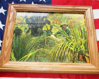 Framed Vietnam War Print / Painting, Mort Kunstler, Indiana Rangers, 151st Army Guard, American Wall Art, Wall Decor.