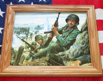 Framed World War Two Print, Mort Kunstler, D DAY. Utah Beach, Normandy 1944, American Wall Art, Wall Decor.