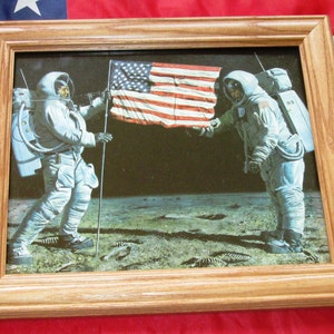 Framed Apollo 11 Print, Mort Kunstler, Moon Landing, Neil Armstrong 1969, American Wall Art, Wall Decor.