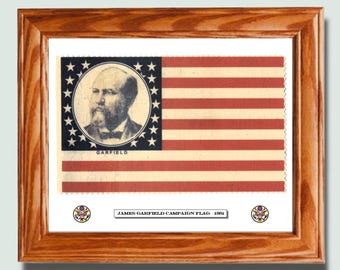 Framed 38 star American Flag, President James Garfield Campaign of 1881, Partriotic Wall Decor, Wall Art.