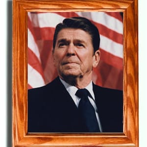 Framed Portrait of President Ronald Reagan ....Painting on canvas, Wall Art