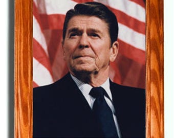 Framed Portrait of American President Ronald Reagan ....Painting on canvas, Patriotic Wall Art, Wall Decor.