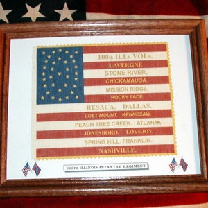 Framed 35 star Flag, American Flag, Civil War Flag...100th Illinois Flag, Patriotic Wall Decor, Wall Art.