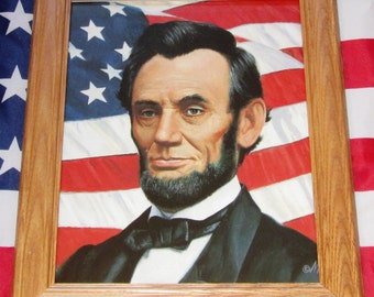 Framed Civil War Print, Mort Kunstler, Portrait of President Abraham Lincoln, Patriotic Wall Art, Wall Decor.