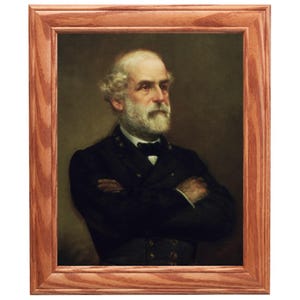 Framed Civil War Painting on canvas, Portrait of General Robert E Lee. 1865, Wall Art