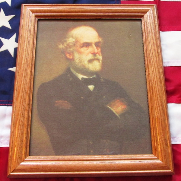 Framed Civil War Painting on canvas, Portrait of General Robert E Lee. 1865