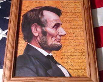 Framed American Civil War Print, President Abraham Lincoln, Emancipation Proclamation, Patriotic Wall Art, Wall Decor.