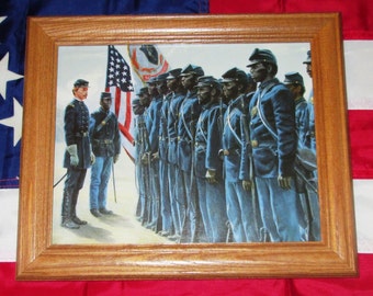 Framed Civil War Print. Mort Kunstler, ROBERT SHAW and the 54TH MASSACHUSETTS, American Wall Art, Wall Decor.