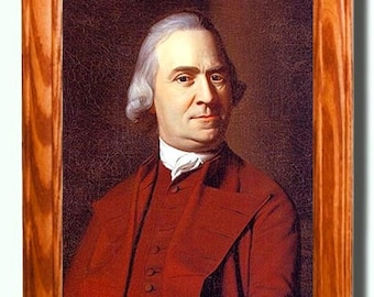Framed Painting on canvas, Portrait of Samuel Adams, Patriot / Founding Father, American Wall Art, Wall Decor.