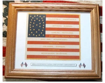 34 Star American Flag, Civil War Flag....150th Pennsylvania Bucktails, Patriotic Wall Decor, Wall Art.