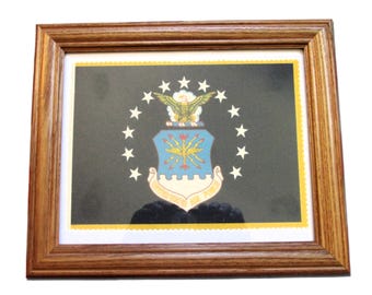 Bandera militar estadounidense enmarcada, bandera de la Fuerza Aérea de Estados Unidos, regalo de soldado, arte mural