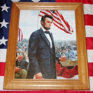 Framed Civil War Print, Mort Kunstler, ABRAHAM LINCOLN, Gettysburg Address, Wall Art