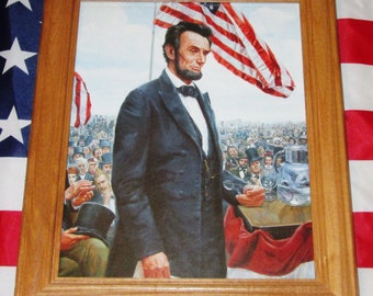 Framed Civil War Print, Mort Kunstler, ABRAHAM LINCOLN, Gettysburg Address, Americana Wall Art, Wall Decor.