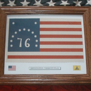 Framed American Revolution Flag, 13 Star Flag of 1776, Bennington, Vermont. Patriotic Wall Art, Wall Decor.
