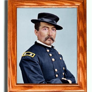 Framed Civil War Painting on canvas, Portrait of General Philip Henry Sheridan, Wall Art