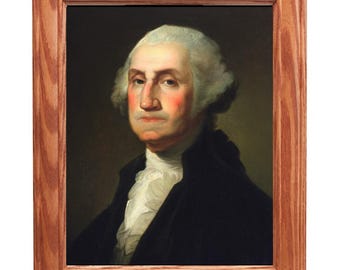 Framed Painting, Portrait of George Washington on Canvas, Rembrandt Peale, American Wall Art, Wall Decor.