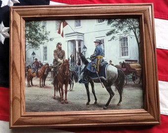Impression de peinture de la guerre de Sécession. Robert E Lee, Stonewall Jackson, Maison-Blanche de Richmond, tenture murale patriotique, décoration murale.