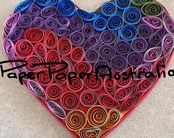 Quilled Wall Hanging Heart, Colourful Paper Design, Australian Handmade.