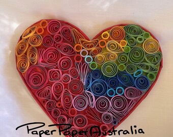 Mothers Day Quilled Heart Gift,  Colourful Wall Art , Australian Handmade