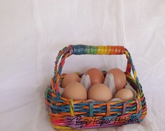 Backyard Farm Chickens, Childrens Small Wicker Egg Basket, Chicken Accessories & Gifts, Australian Handmade.