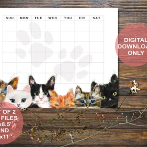 Cat Calendar Printable Cat Planner Blank Cat Calendar - Etsy