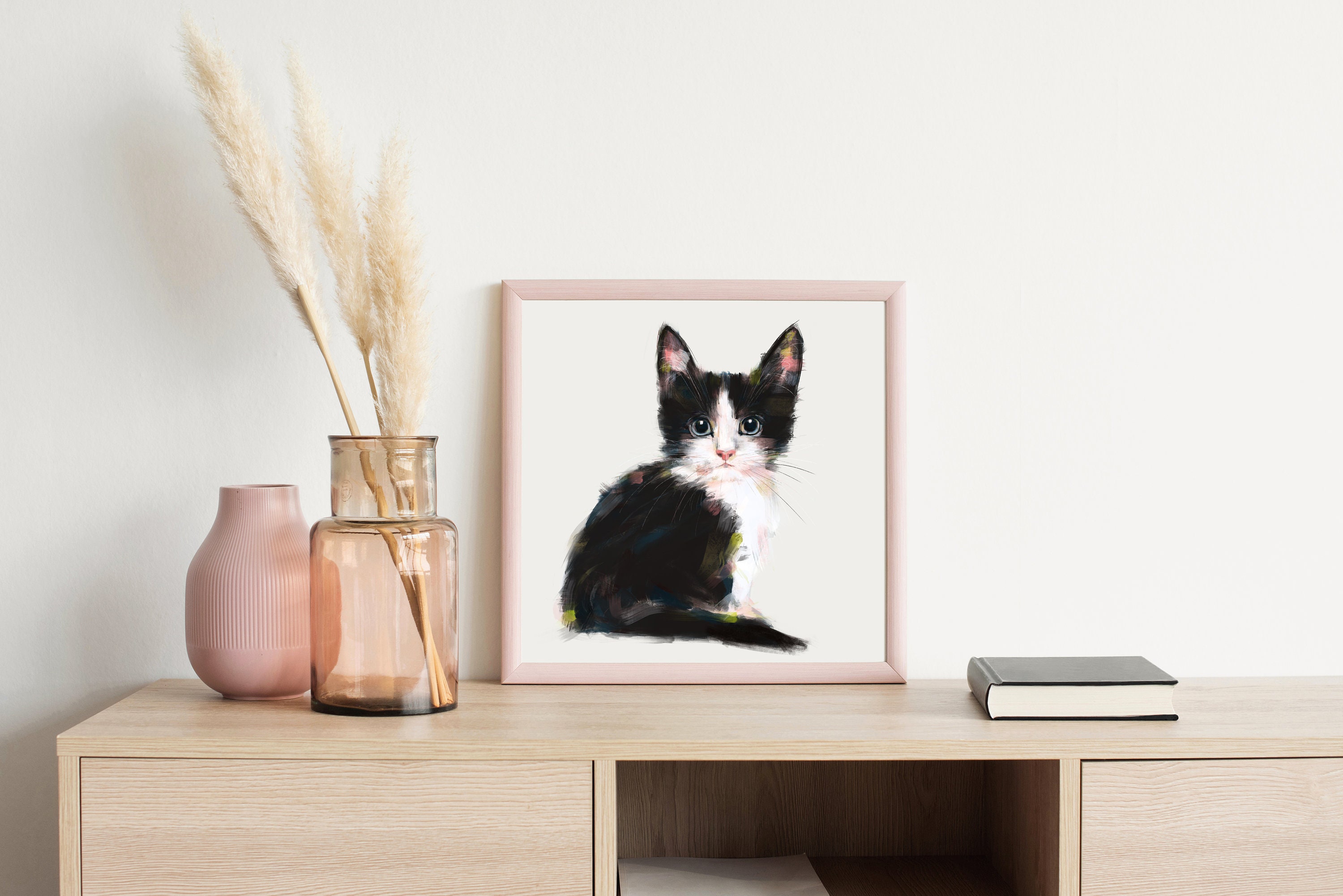 Tuxedo Cat Cat Printable Wall Art Black and White Cat Black - Etsy