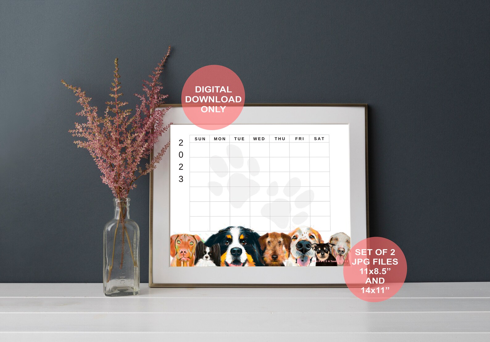 dog-calendar-printable-dog-planner-blank-dog-calendar-etsy