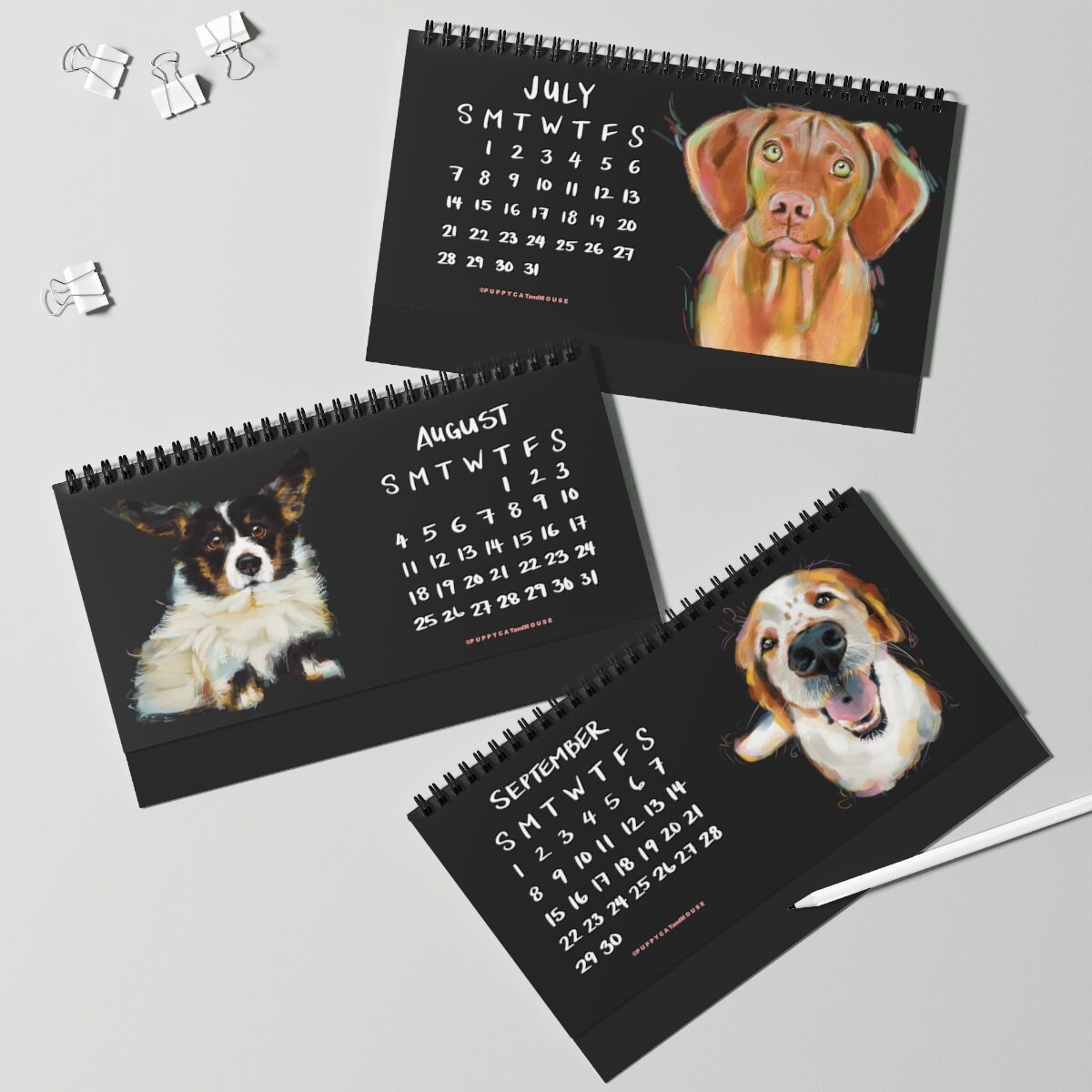 Dogs Calendar 2024, Funny Dogs Calendar, Illustrated Dogs, Cute 12