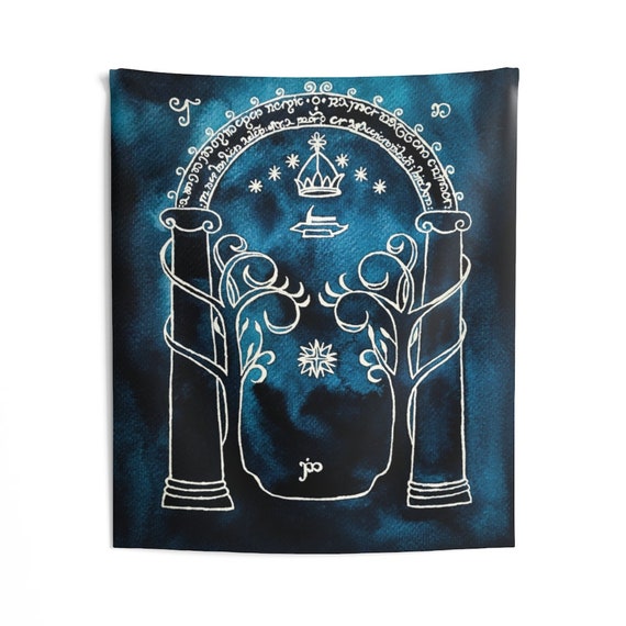 Durin s Door Watercolor Tapestry Speak Friend and Enter Mellon Gandalf Fellowship LOTR Lord of the Rings Indoor Wall Hanging Art Etsy New Zealand