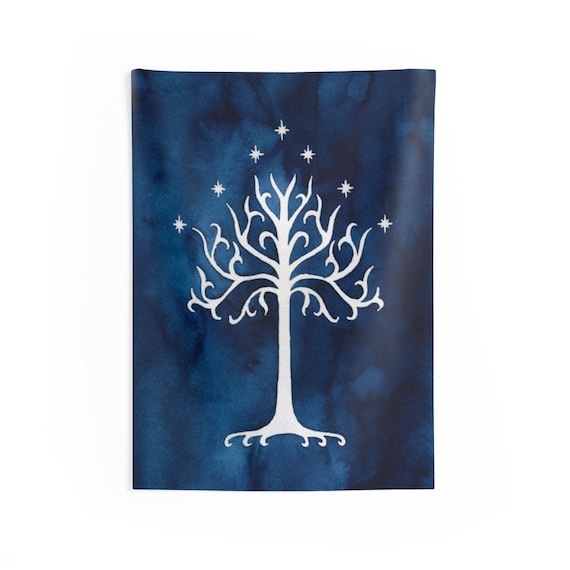 White Tree of Gondor Tapestry Hand Painted Watercolor Art Printed
