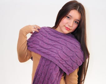 100% Baby Alpaca Handgebreide Sjaal - Uniek en Luxe Ontwerp