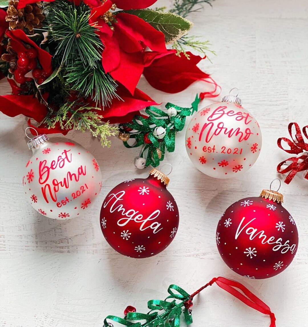 3.25IN Custom Glass Ornament Balls Personalized Christmas Etsy