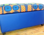 Recovered reupholstered storage Ottoman