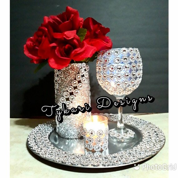 Candle Holder Set of 4/bling Candle Holder/ Bling Vase/ Mini Etsy