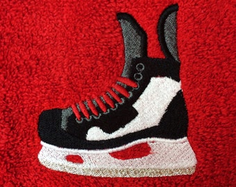 CUSTOM Personalized Embroidered Ice Skate Towel - HOCKEY Skates