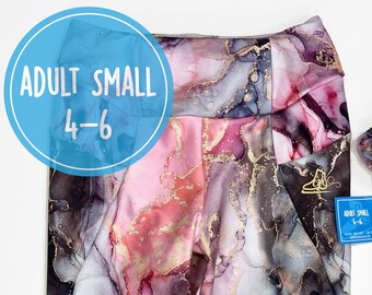 AS Light Pink Purple Gold Marble Print Figure Skating Practice Pants - Be Bright - Skating Pants - Ice Skater Apparel Figure Skater Pants