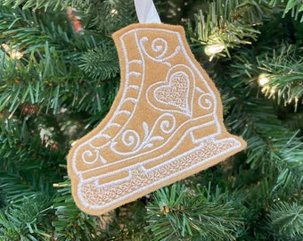 Adorno de patín de hielo con galleta de jengibre - Adorno para árbol de Navidad - Regalo de patinaje - Regalo para entrenador - Vacaciones
