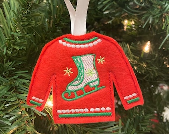 Suéter feo clásico Patín de hielo Figura Patín Adorno Árbol de Navidad Adorno Patinaje Regalo Entrenador Regalo Vacaciones