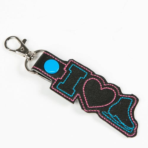 Ice Skate Snap Key Fob Key Chain Embroidered Vinyl in Your - Etsy