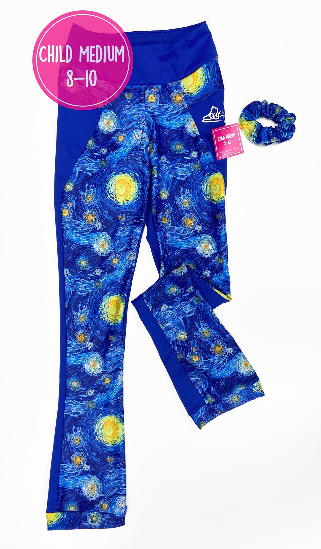 Figure Skating Practice Pants With Rhinestones - Light Blue, Child Large (Size 10-12, 88% Supplex, 12% Lycra) - View #2