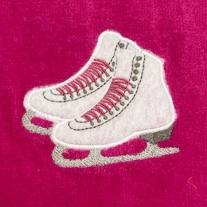Pink Purple Aqua CUSTOM Personalized Embroidered Ice Skate Towel - Great for wiping blades!