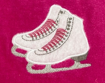 Pink Purple Aqua CUSTOM Personalized Embroidered Ice Skate Towel - Great for wiping blades!
