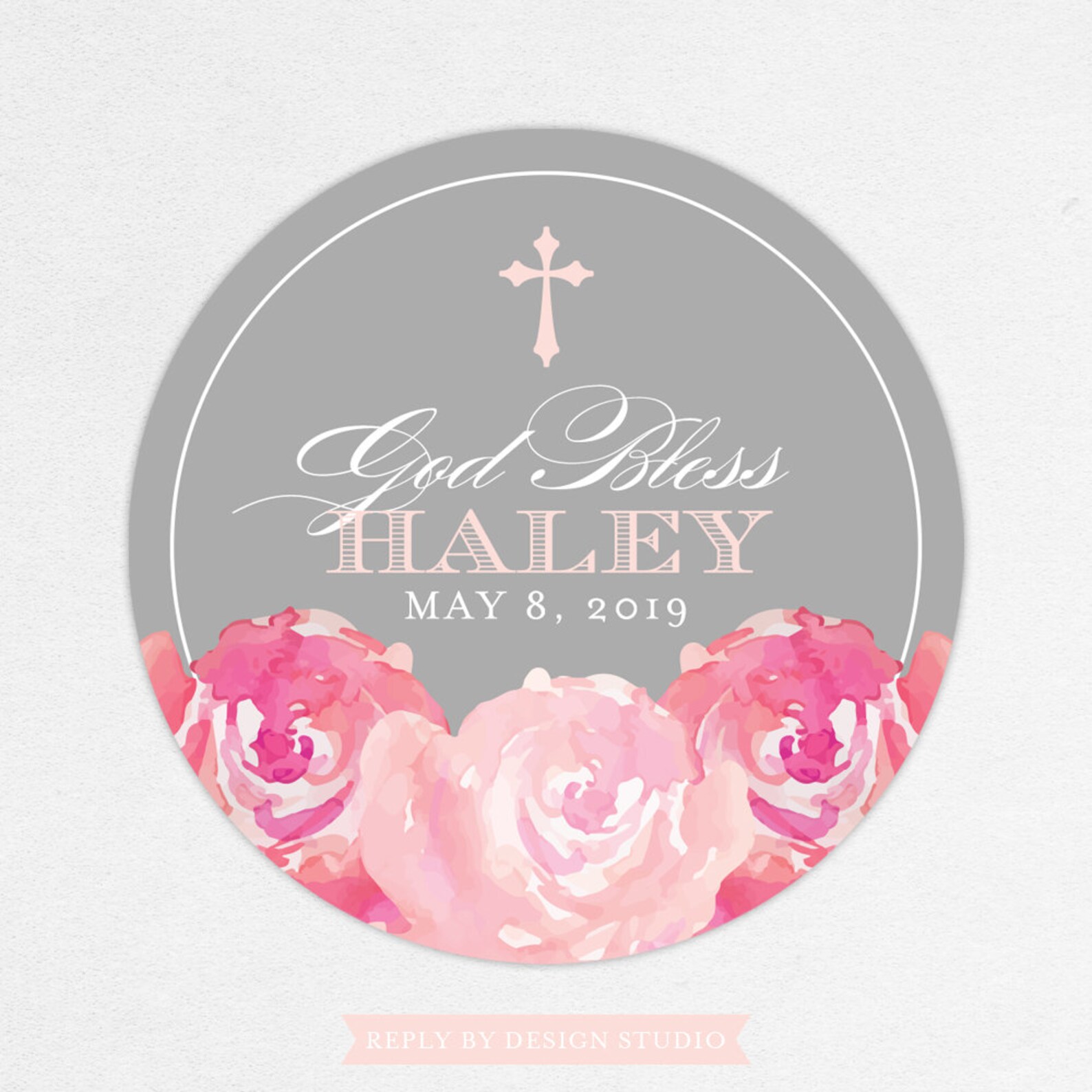 Pink Baptism Stickers Girl Baptism Stickers Floral Baptism Etsy
