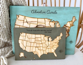 United States Travel Map with Map Tacks