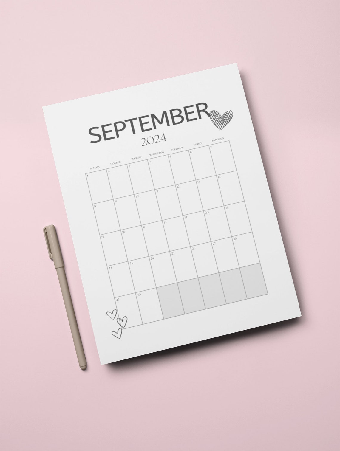 September 2024 Planner Page, Printable September 2024 Single Month