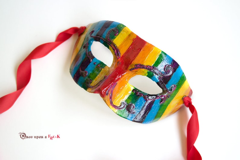 LGTBT pride masks Venetian mask handcrafted in papier mache celebrating gay pride.