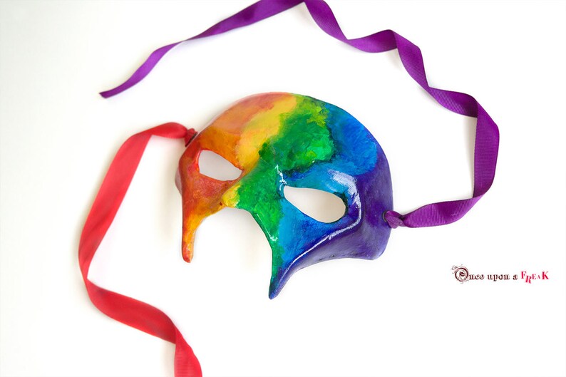LGTBT pride masks Venetian mask handcrafted in papier mache celebrating gay pride.